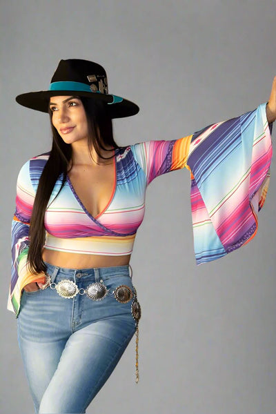 L&B Apparel Crop Top Serape Print Crop Top