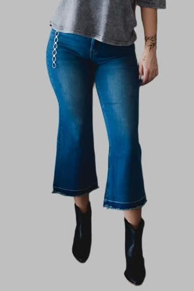 Jeans  Dark Wash Wide Leg Capri Jeans Plus Size from L&B Apparel