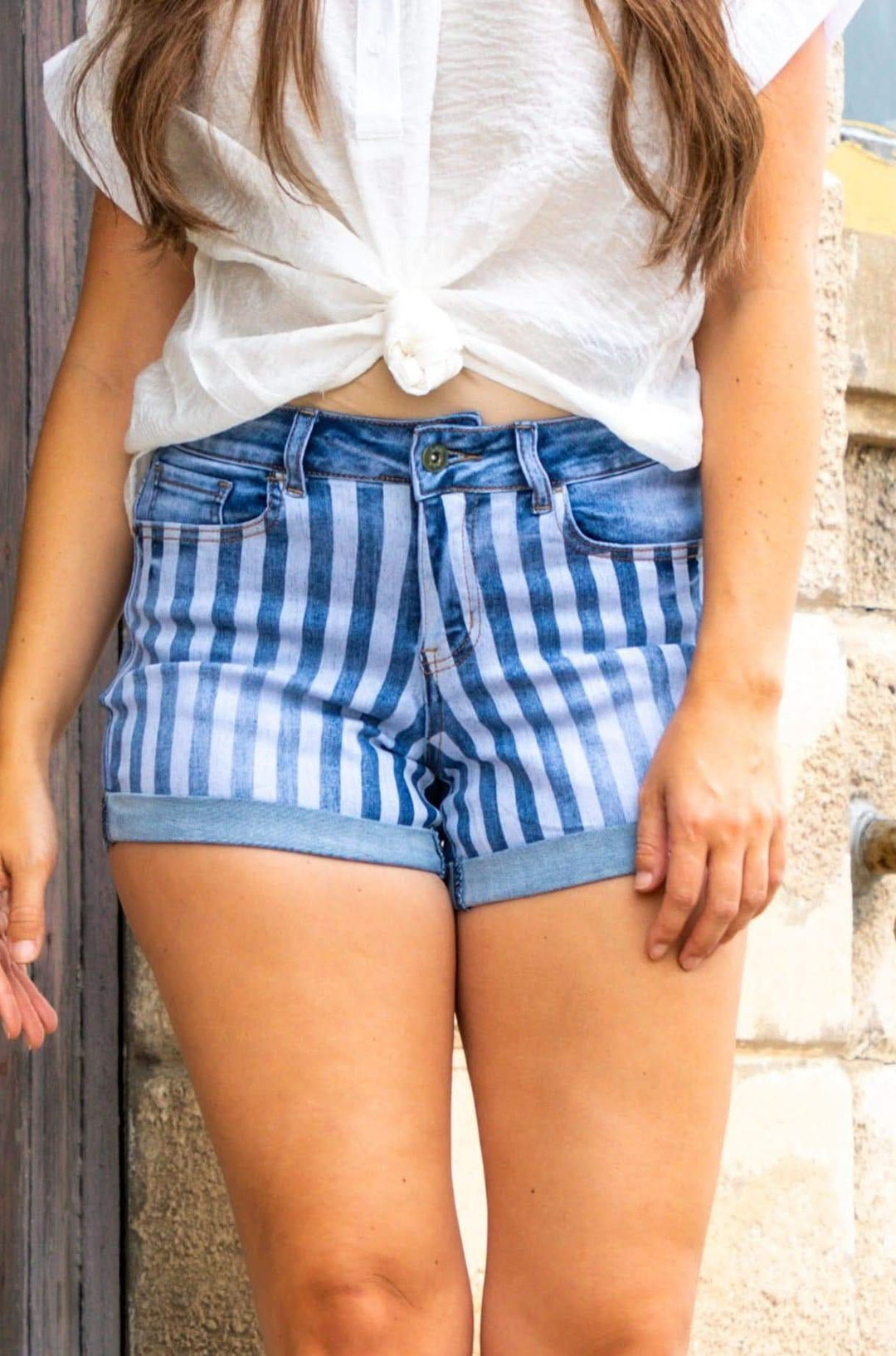 L&B Apparel Shorts 2 / Blue Stripe Summer Forever Striped Shorts