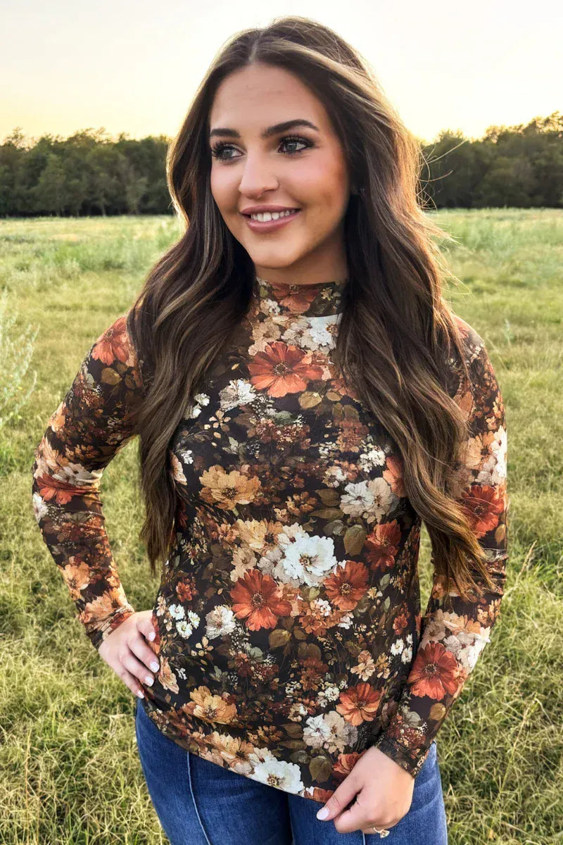 Maple Bloom Floral Mesh Top
