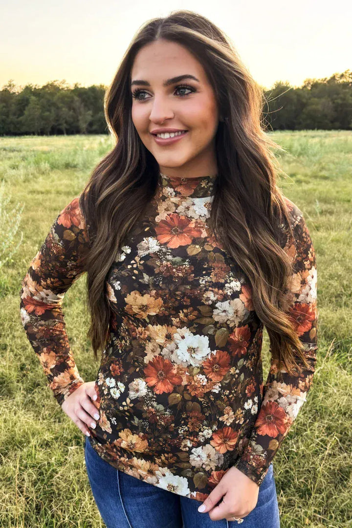 Maple Bloom Floral Mesh Top
