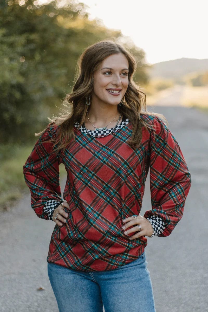 Sterling Kreek Long sleeve Top Merry and Checked Top