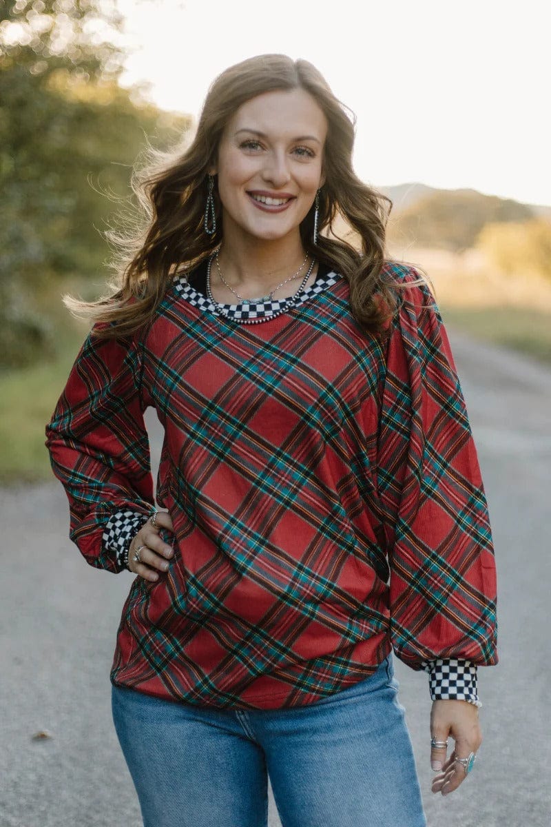 Sterling Kreek Long sleeve Top Merry and Checked Top