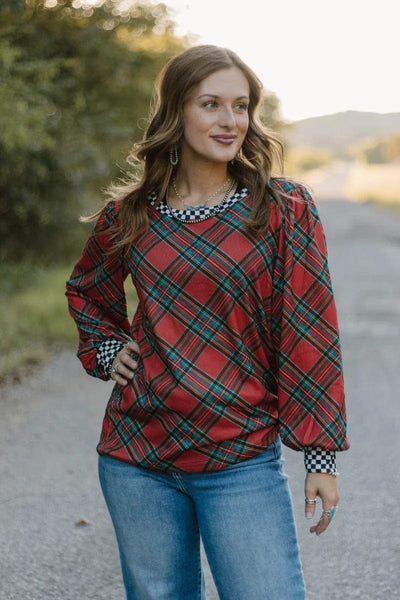 Sterling Kreek Long sleeve Top Merry and Checked Top