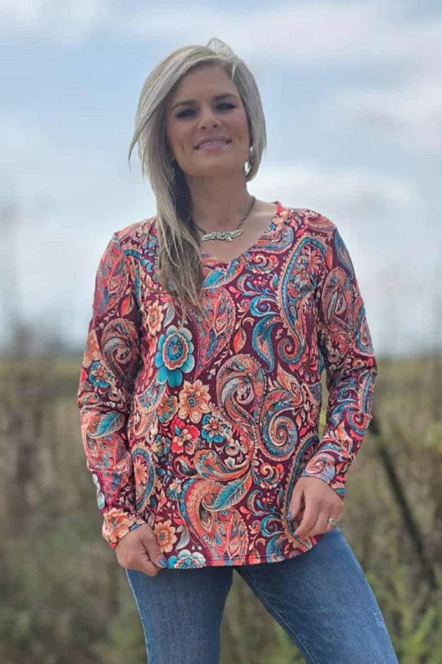 Sterling Kreek Long Sleeve Shirt Paisley on The Plains Top