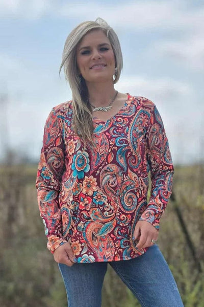 Sterling Kreek Long Sleeve Shirt Paisley on The Plains Top