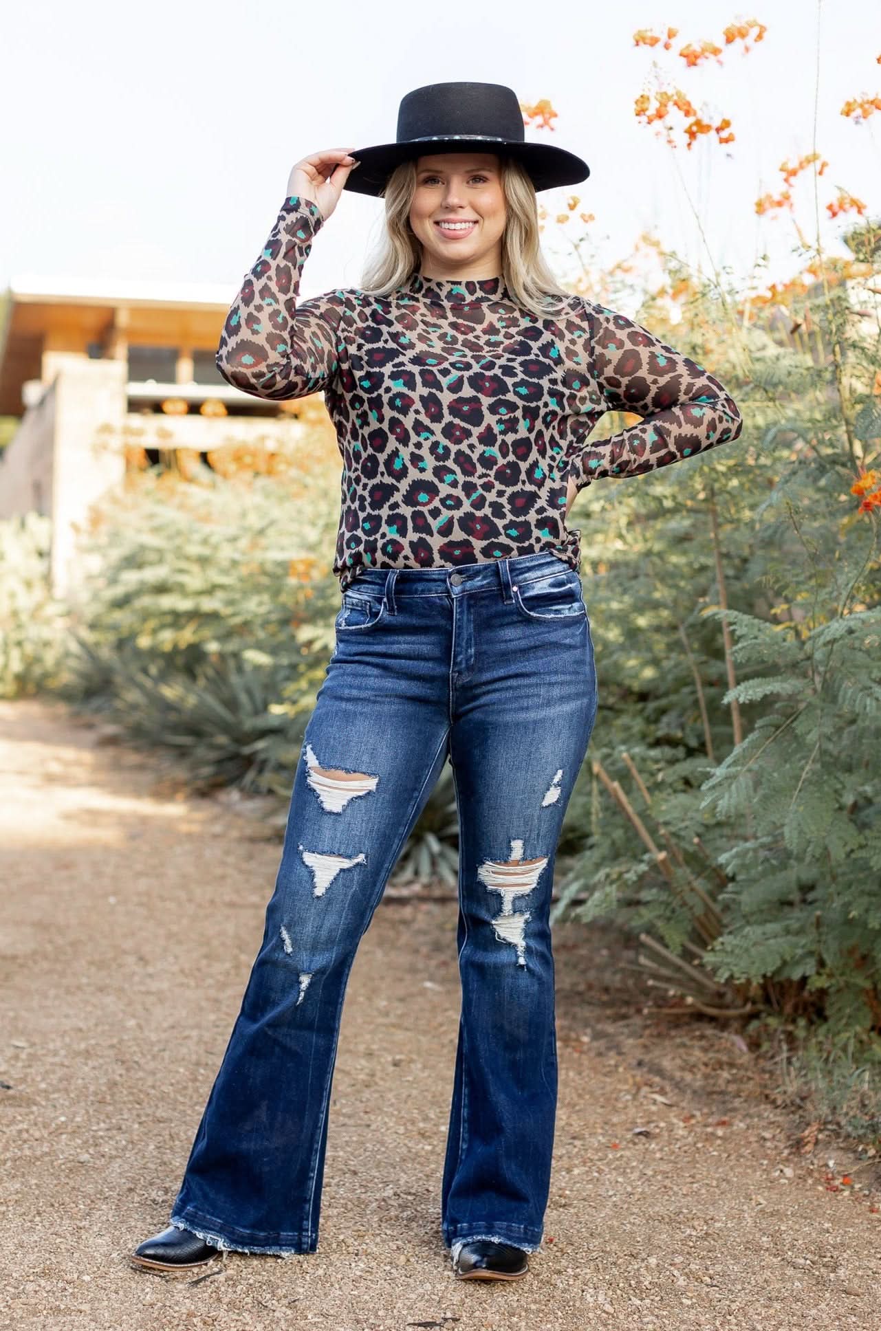 Petite Distressed Flare Jeans from Petra153