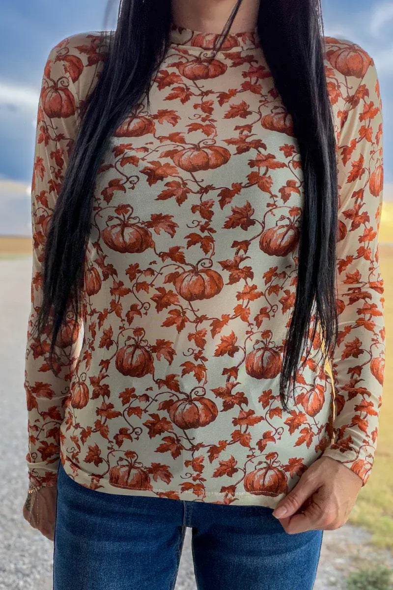 Pumpkins &amp; Petals Mesh Top