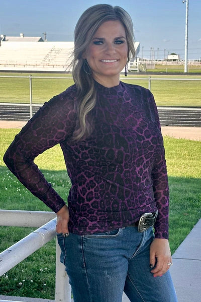Sterling Kreek Long sleeve Mesh Top Sideline Spirit Purple Mesh Top
