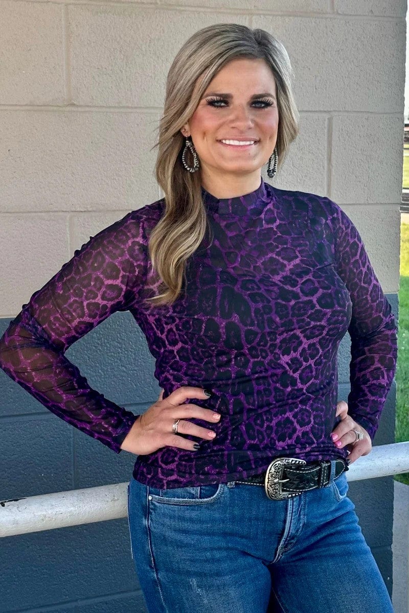 Sterling Kreek Long sleeve Mesh Top Sideline Spirit Purple Mesh Top