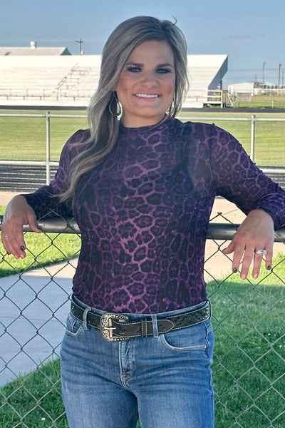 Sterling Kreek Long sleeve Mesh Top Sideline Spirit Purple Mesh Top