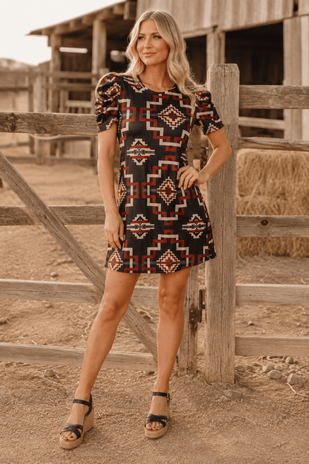 Sterling Kreek Dress XS / Black/Red Raiderland Dress Aztec Print Dress
