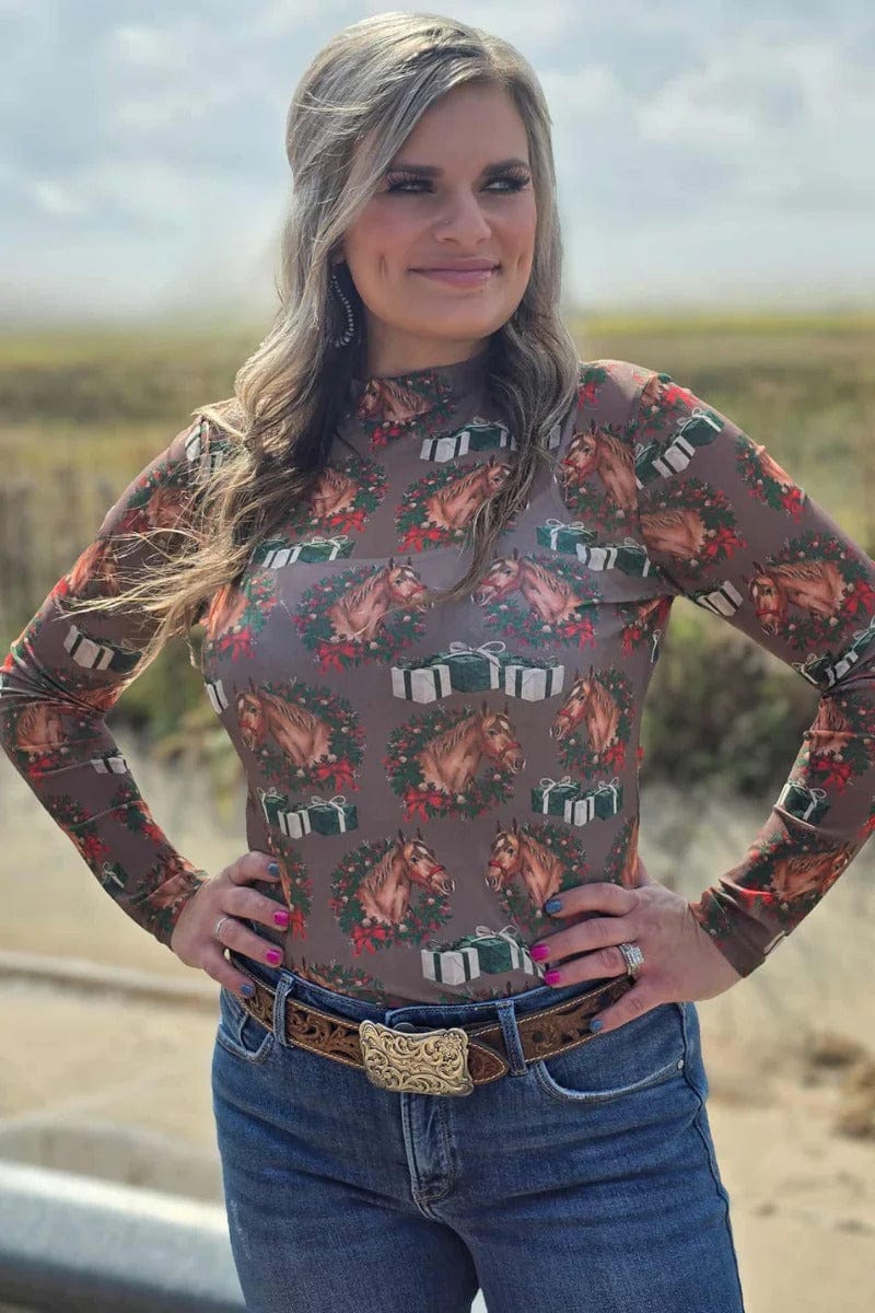 Sterling Kreek Long sleeve Mesh Top Ribbons on The Range Mesh Top