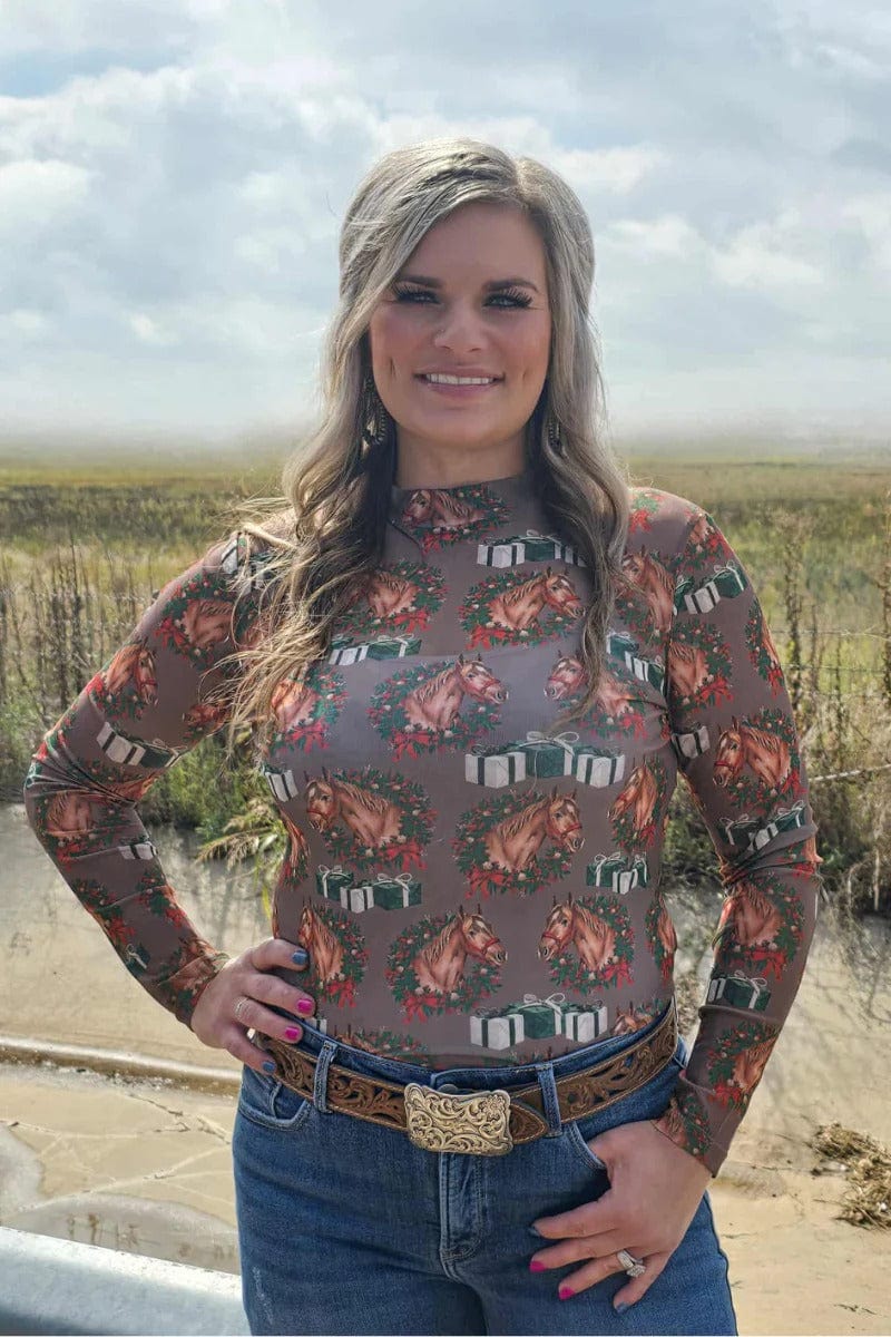 Sterling Kreek Long sleeve Mesh Top Ribbons on The Range Mesh Top