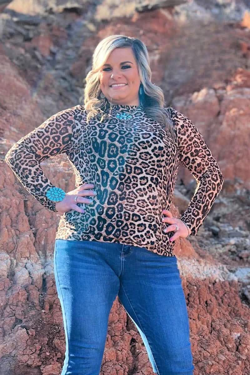 Sterling Kreek Clothing Long sleeve Mesh Top Hear Me Roar Top