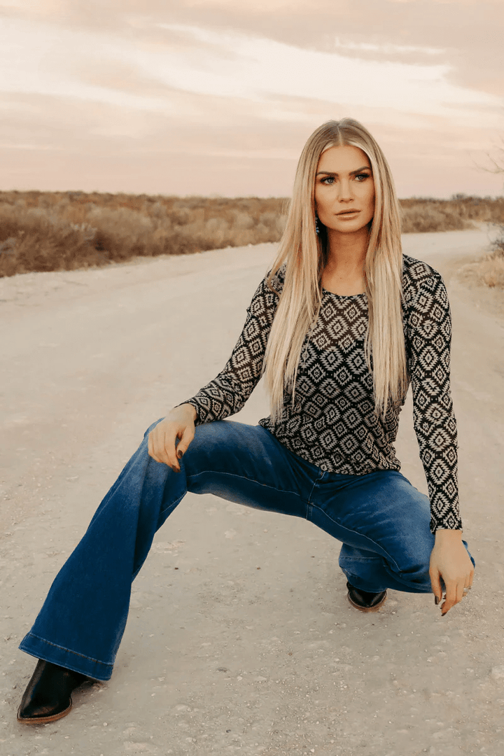 Long sleeve Mesh Top  