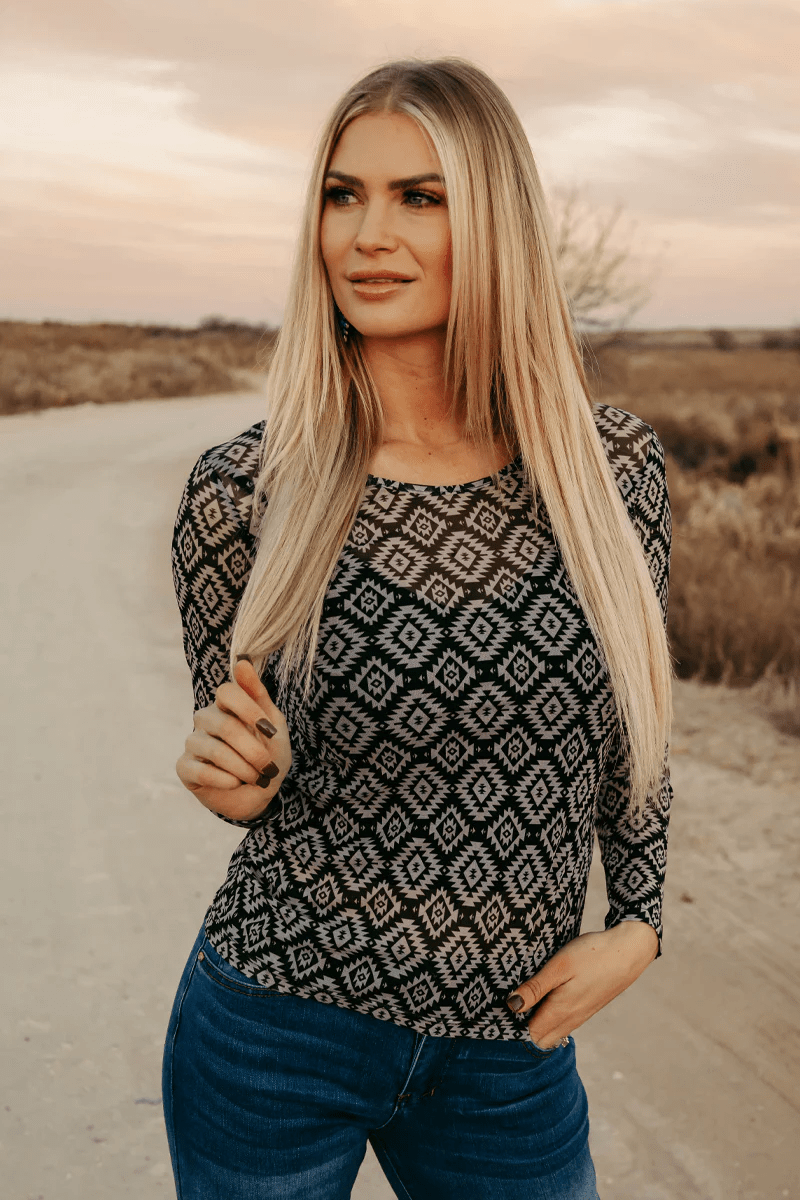 Long sleeve Mesh Top  