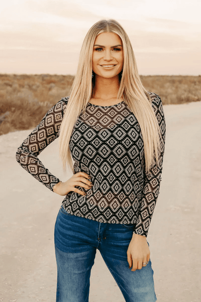 Sterling Kreek Long sleeve Mesh Top Fort Worth Mesh Top