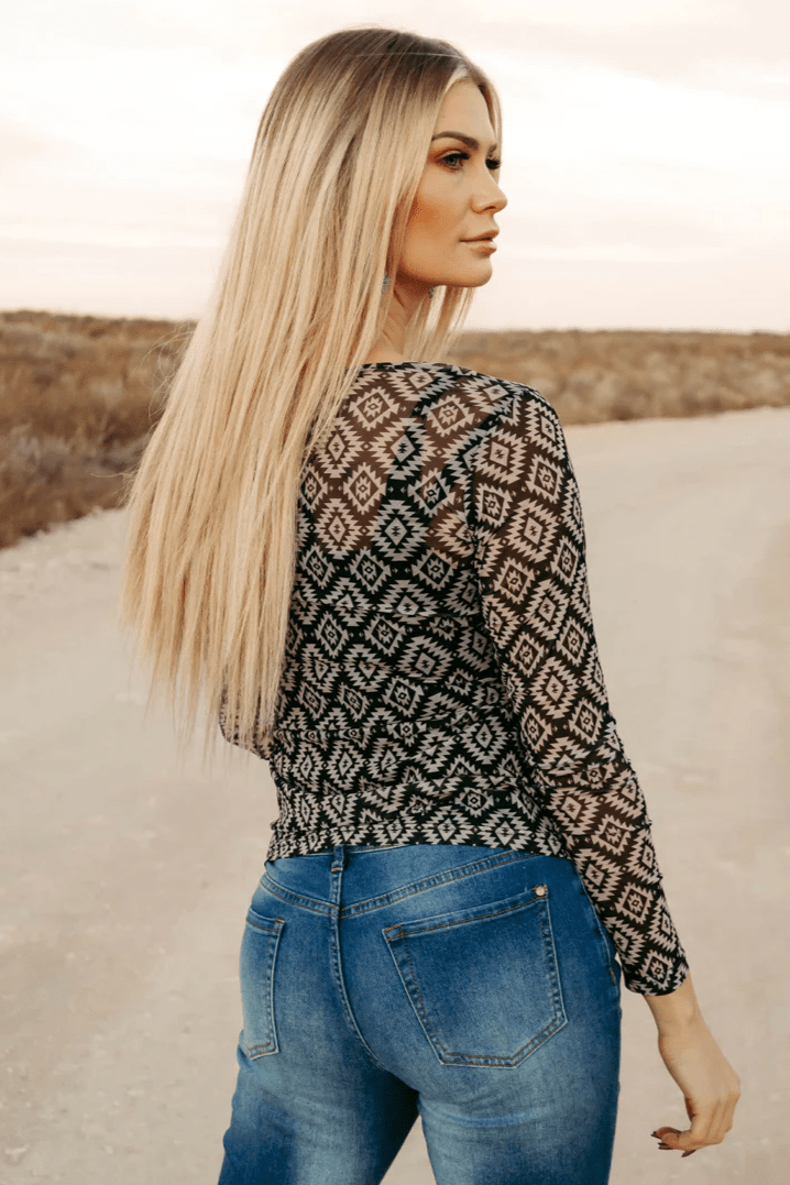 Long sleeve Mesh Top  