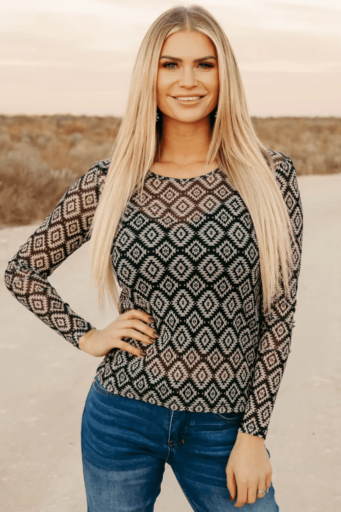 Sterling Kreek Long sleeve Mesh Top Fort Worth Mesh Top