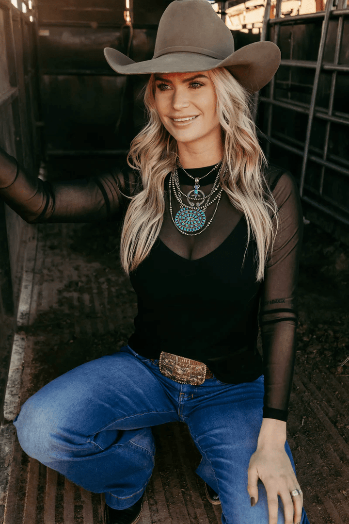 Long sleeve Mesh Top  
