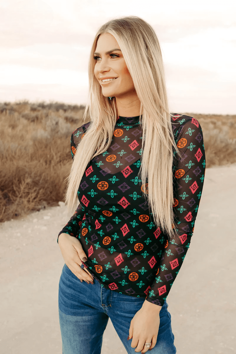 Long sleeve Mesh Top  