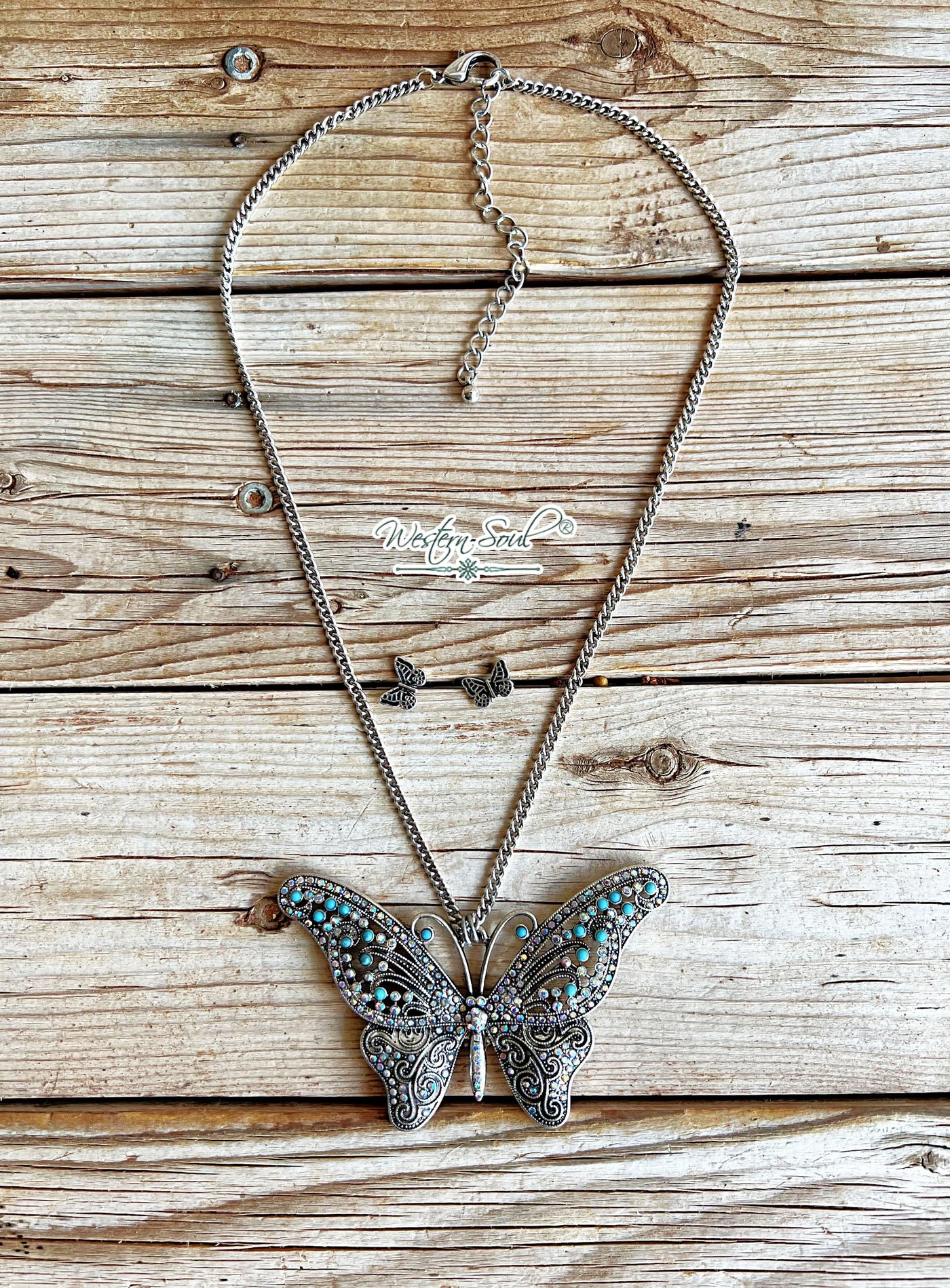 Stroy by Davinci Necklace Silver Western Butterfly Necklace Set