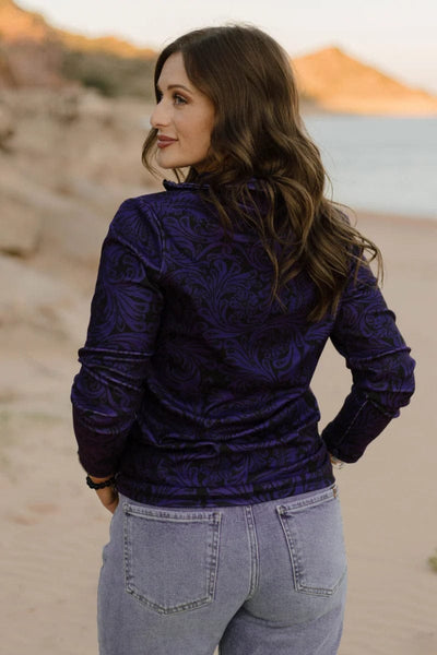 Sterling Kreek Pullover Tailgate Party Pullover Purple and Black Tooled Print