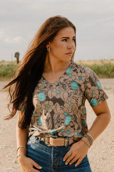 Sterling Kreek short sleeve top Tattoos On This Town V-Neck