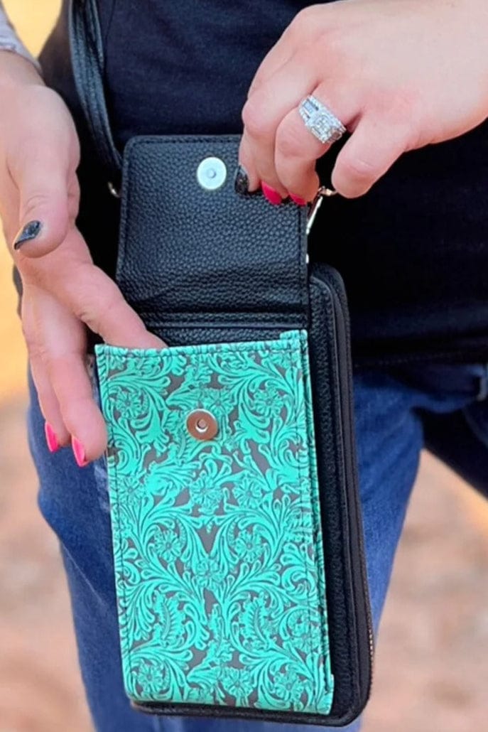 Sterling Kreek Phone Wallet Bag Black Tooled up Phone Wallet Bag