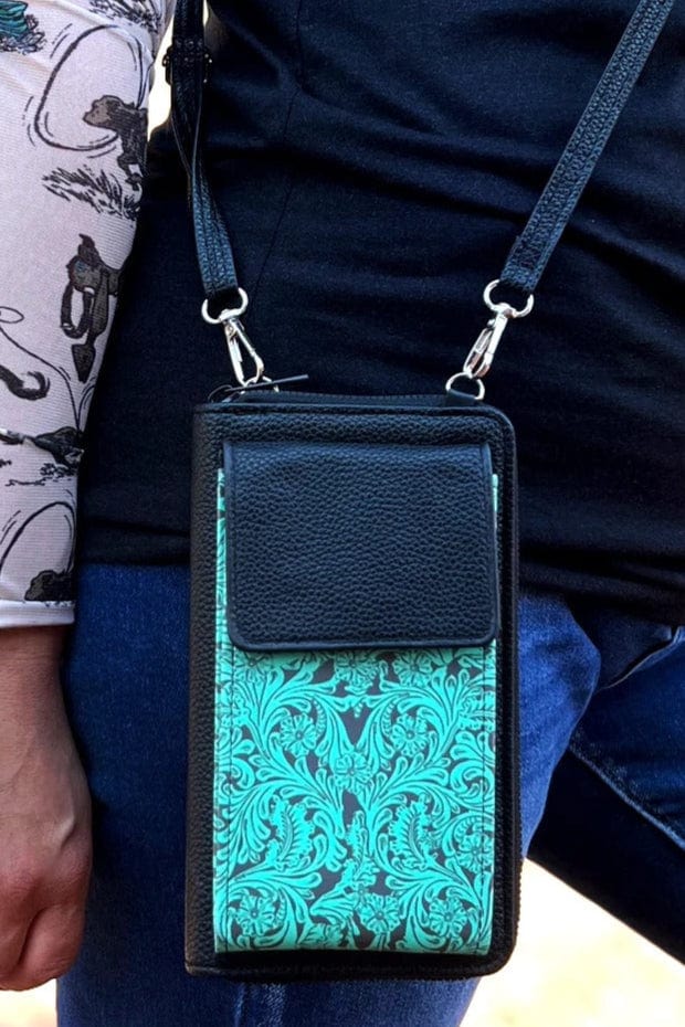 Sterling Kreek Phone Wallet Bag Black Tooled up Phone Wallet Bag