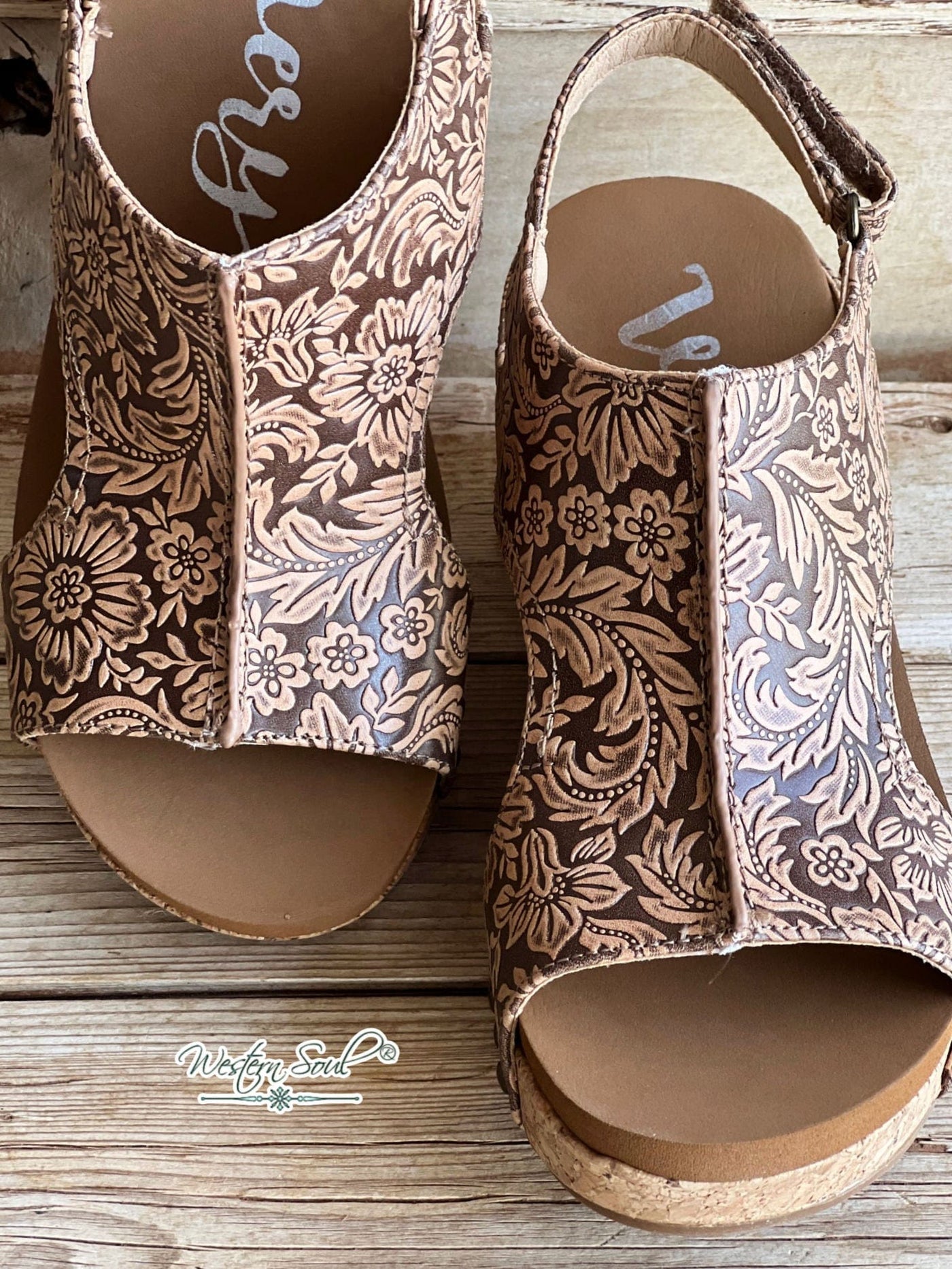 Very G Sandals Tooled Cork Wedge Sandals