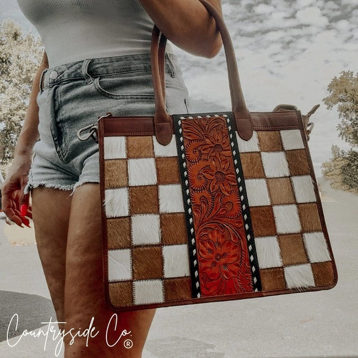 Countryside Co. Handbag Checkered The Plains Cowhide Tote