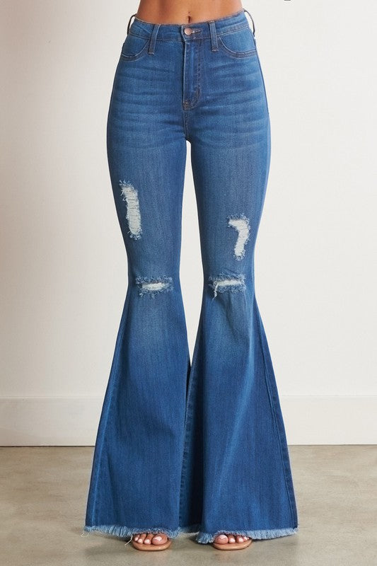 Carson Distressed Flares from Vibrant MIU – Western Soul®