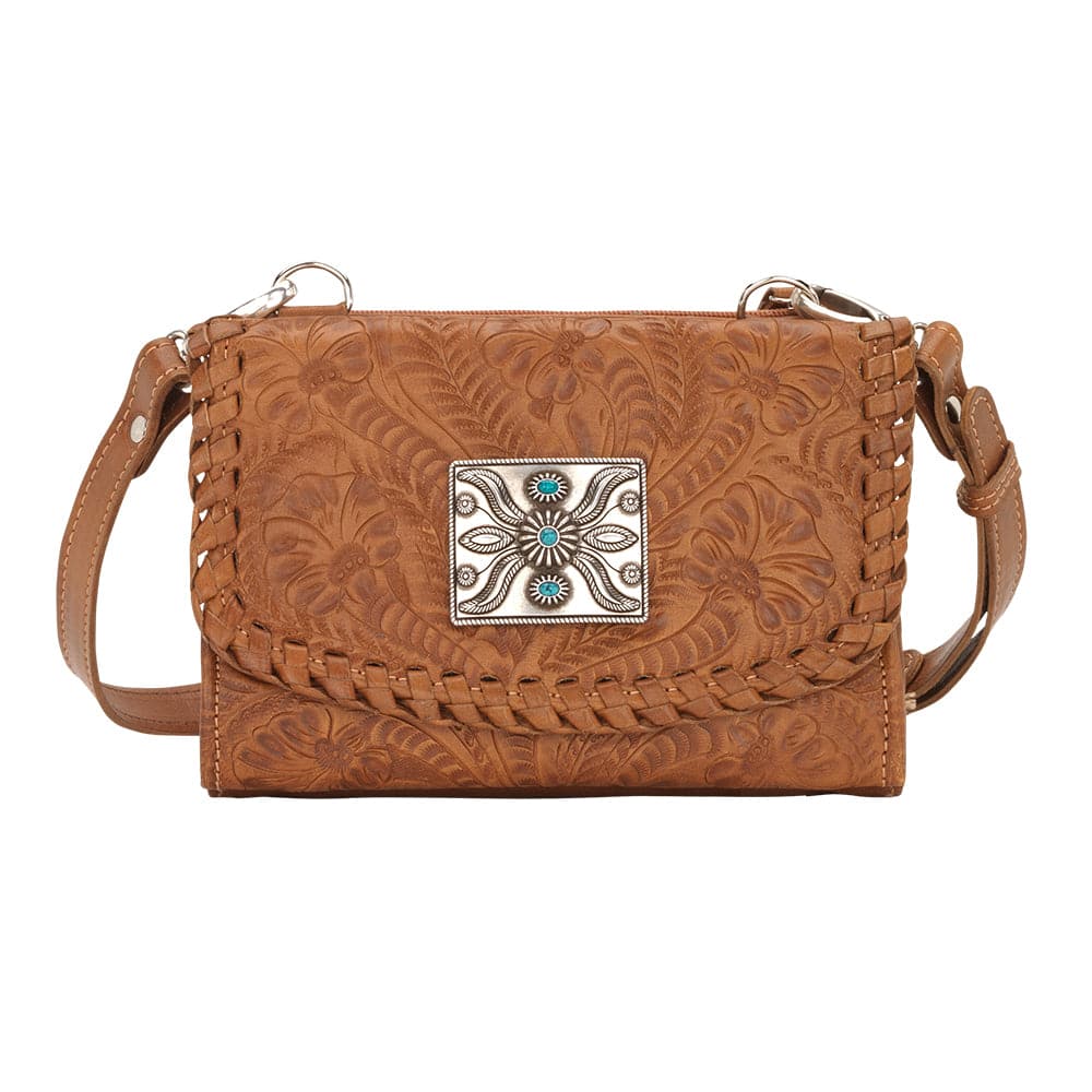 American West Wallet  Texas Two Step Crossbody Wallet Natural Tan from American West