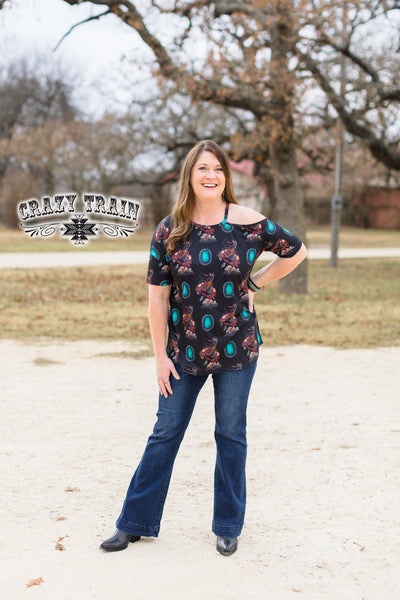 short sleeve top  Concho Cowboy Top from Crazy Train Clothing