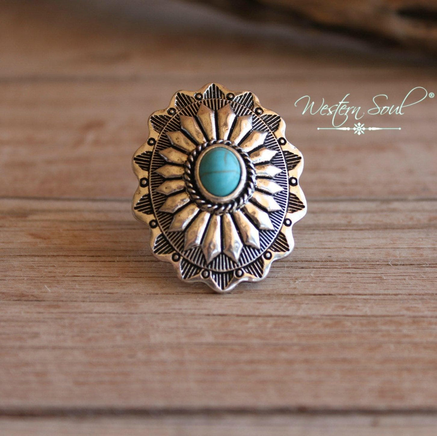 Western Ring  Concho and Stone Ring from Accessory House