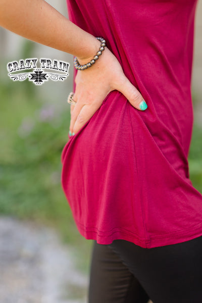 short sleeve top  Forever Fave Basic Maroon Top from Crazy Train Apparel