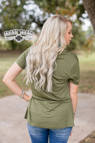 short sleeve top  Forever Fave Basic Oilive Top from Crazy Train Apparel