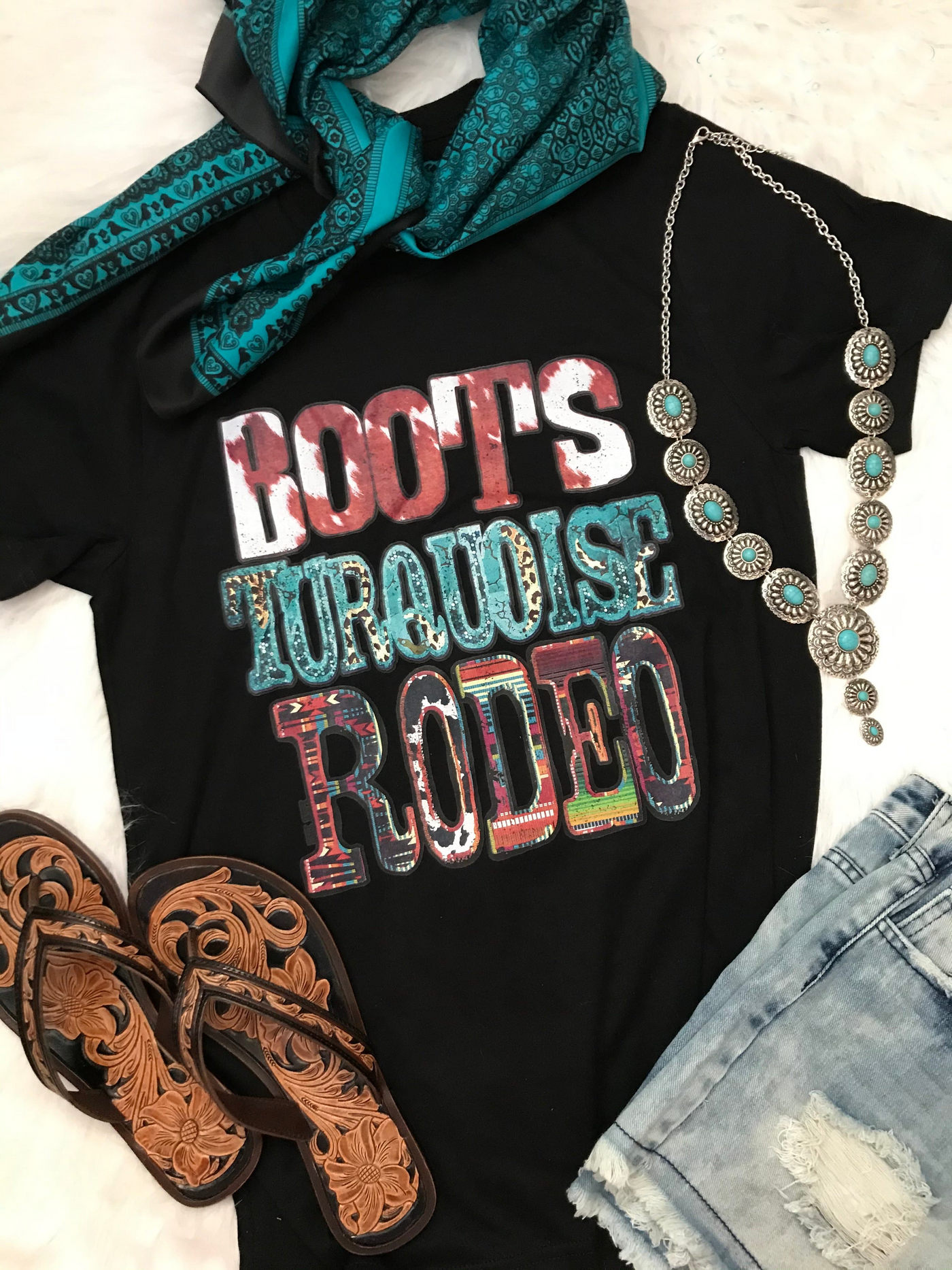 graphic tee  Boots Turquoise Rodeo T-shirt from L&B Life