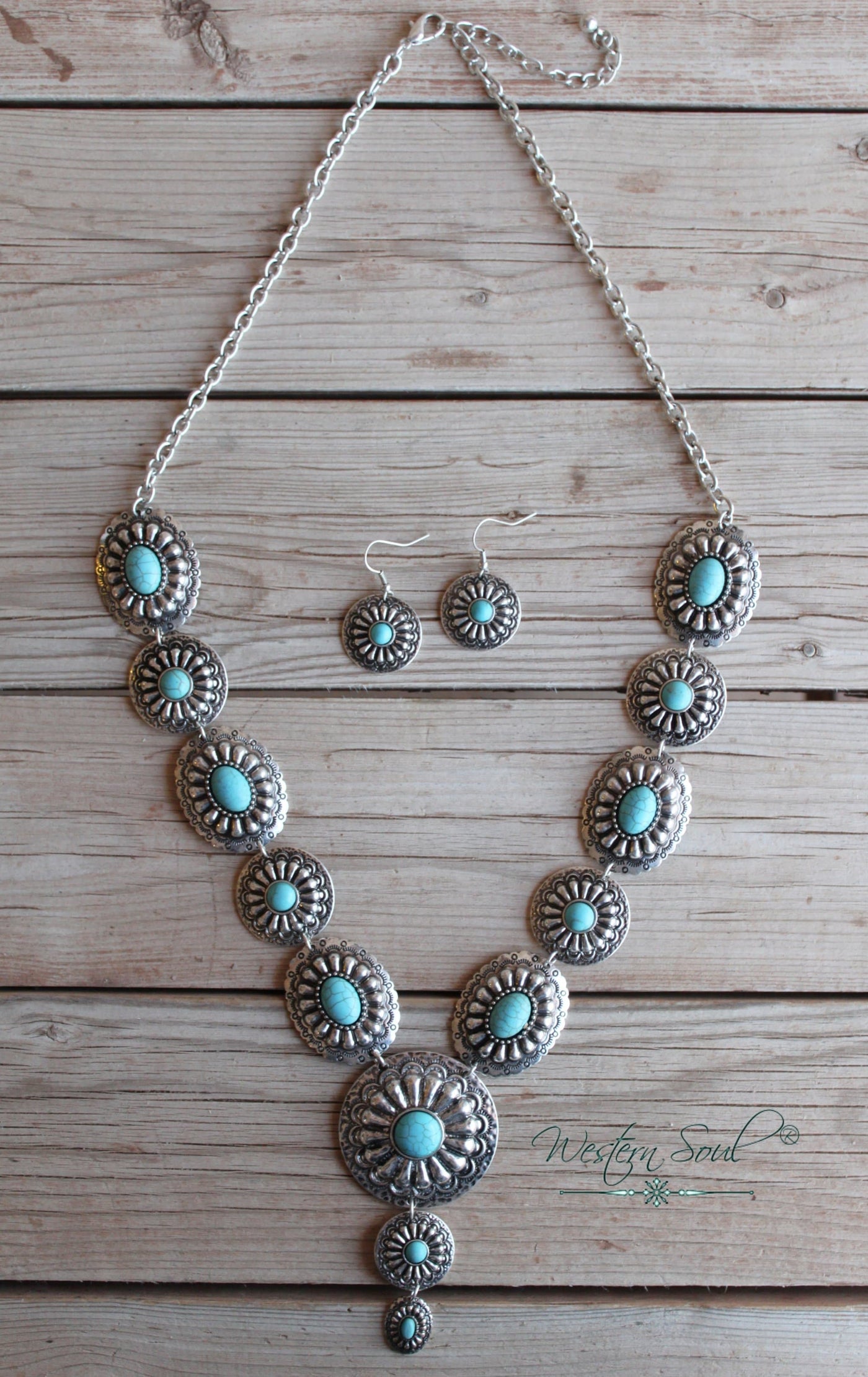 Western Necklace  Western Legend Concho Necklace Set from Blue Tortoise