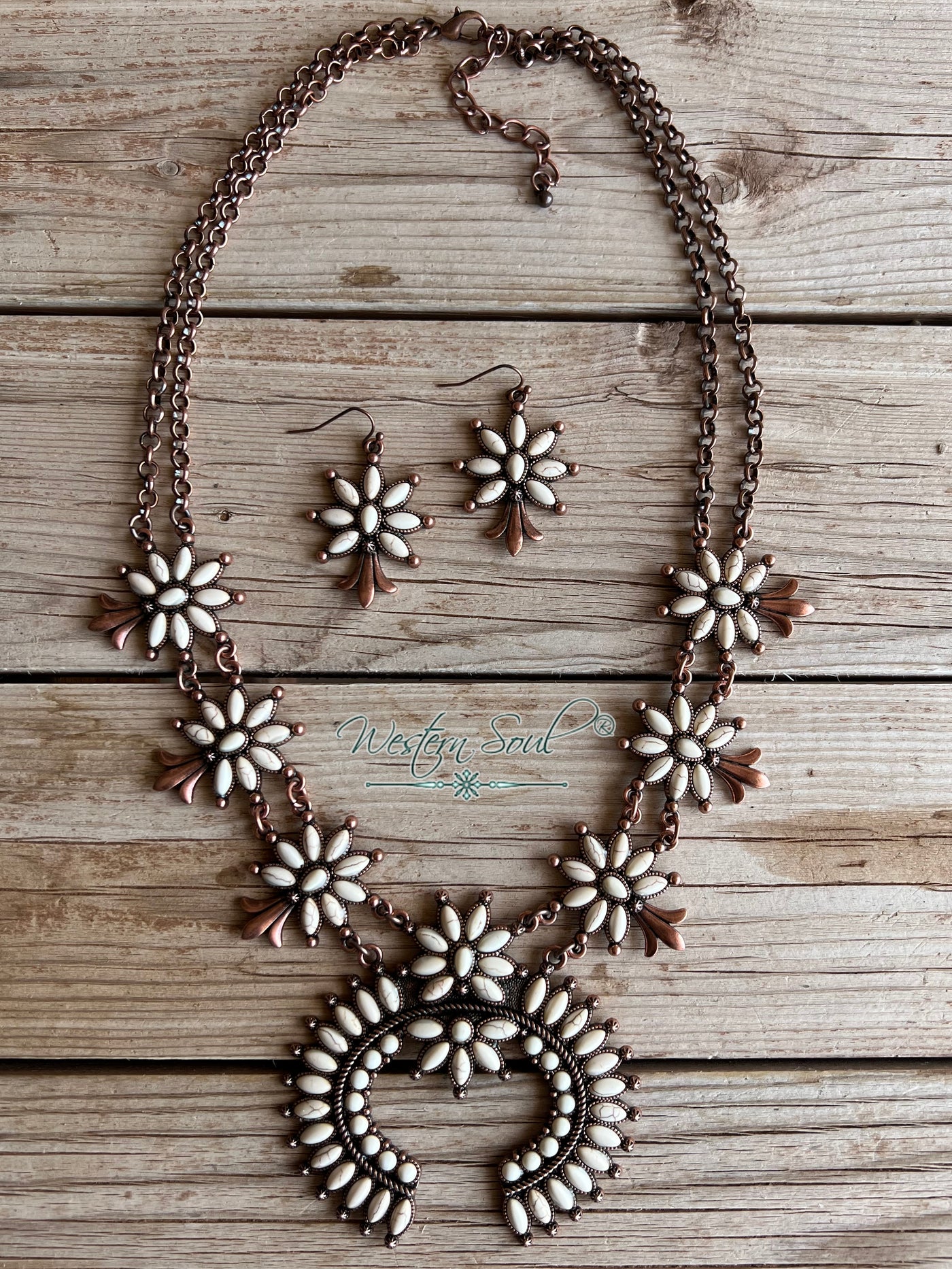 Western Necklace  Aspen Ivory Squash Blossom Necklace from Blue Tortoise