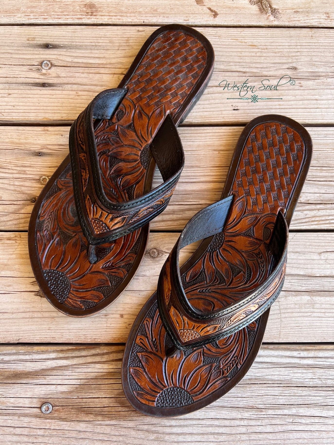 Shoes  Sunflower Bloom Tooled Leather Sandals from American Darling