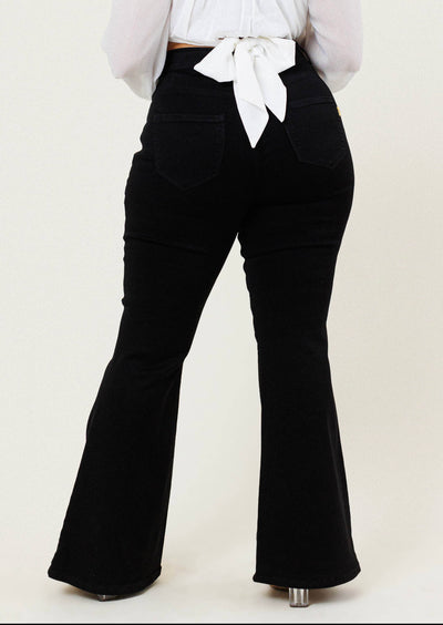 Jeans  Plus Size High Rise Flared Jeans Black from Vibrant MIU