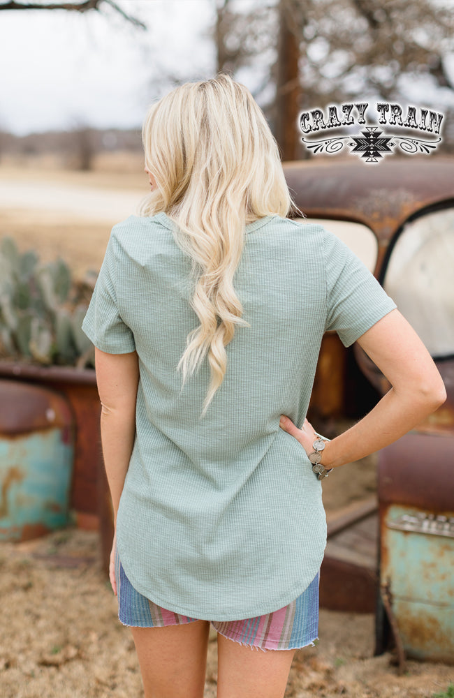 Shirts & Tops  Vintage Solid Choice Top Sage from Crazy Train Clothing