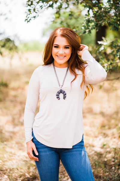 Long sleeve Top  Pinedale Basic Cream Top from Crazy Train Apparel