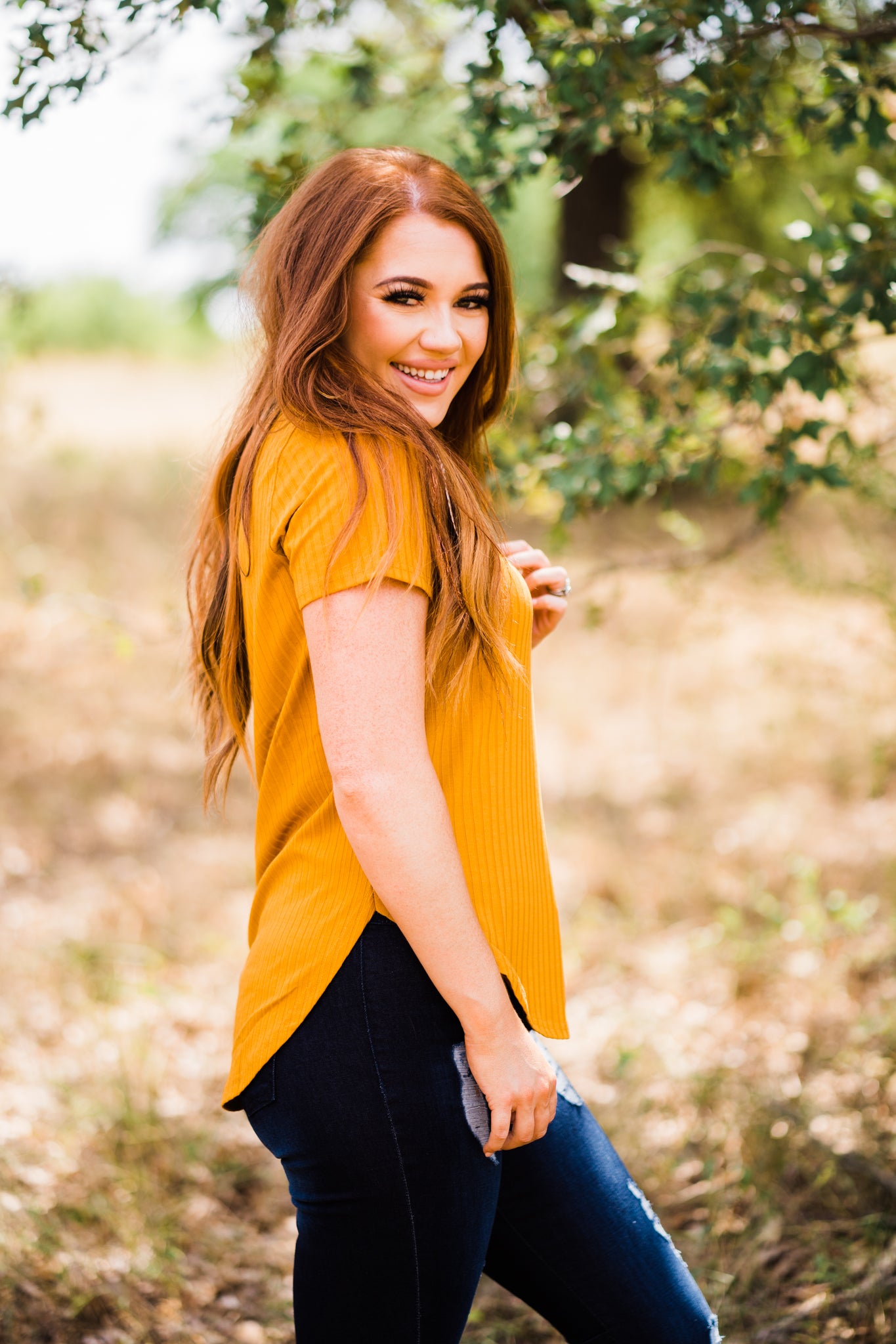 Casual Top  Solid Choice Top Mustard from Crazy Train Clothing