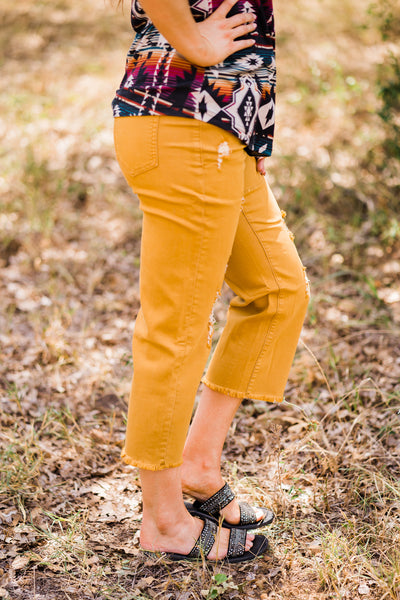 Pants  Distressed Mustard Cropped Jeans from Turquoise Haven