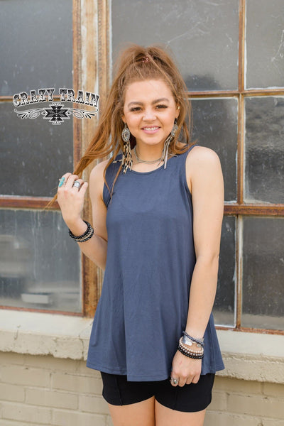 Crazy Train Clothing Tank Go With The Flow Navy Tank