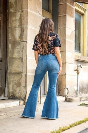 Jeans  High Rise Extreme Flare Jeans w/ Rips from L&B Apparel